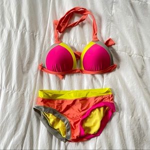Color Block ABS bikini top and bottom